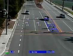the bike detection. Image below detects cyclist in left arrow lane and shows cyclist through the turn phase with coordinated signalization.