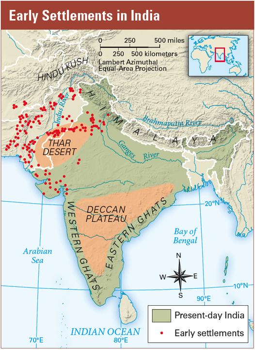 The geography of India greatly influenced the location of early settlements on the subcontinent. Both the Indus and the Ganges rivers carried rich silt from the mountains to the plains.
