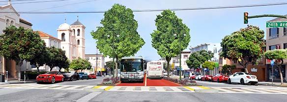 Opportunity for Beautification Current Environment Not irrigated Many unhealthy trees Unattractive pedestrian environment The Opportunity Change to re-envision Geary At least 13%