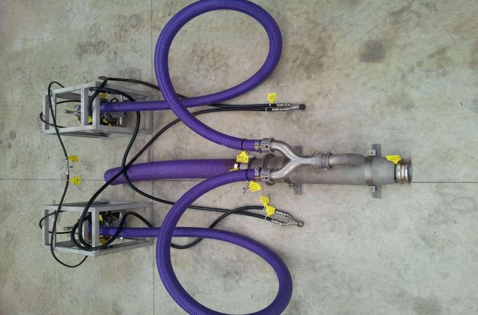6 inch modular dredge. Component connections. 4000mm long water pump to Venturi hoses are charged out consumables so cut them to length to suit your installation.