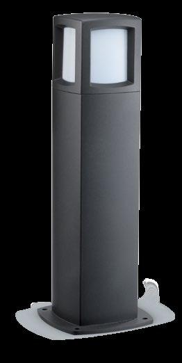 CLASSIFICATION IP54 240V Nite Square Bollard High efficiency exterior lighting See page 145 CRI: Ra (80) Anthracite bollard with matching colour temperature and finish to the Nite range Ultra low