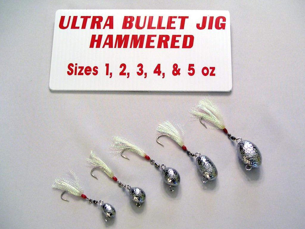 Ultra Bullet Jigs (Hammered) Striped Bass Leader (40 LB Monofilm SS Duo-Lock Snap & Swivel) Silver Bullet with "Crystal Flash" (free swinging