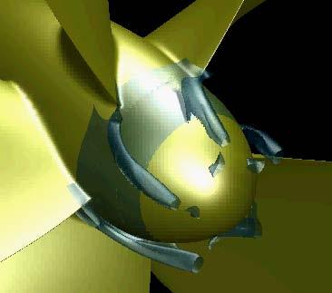 3) Hub vortex is occurred by concentration of several tangential flows generated from propeller blade root. 2-3.