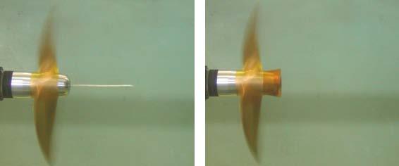 1 generated strong hub vortex compared with MPNo.2. In the results of both propellers, the hub vortex was disappeared on the economical cap. MPNo.1 MPNo.2 Economical cap Economical cap Fig.