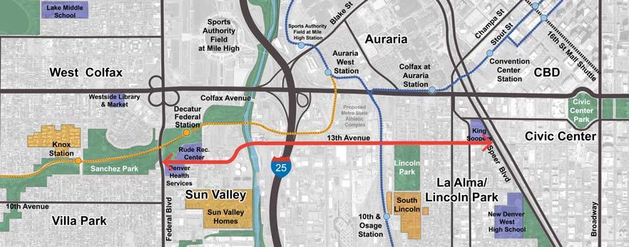 The realignment will provide greater access and connectivity to a number of key assets, including Auraria Campus, Metro State Recreation Fields, Rude Recreational Center, and the La Alma/Lincoln Park