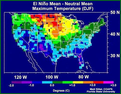 Module 3, Investigation 1: Briefing 1 Figure 8: Temperature change during El Niño in the United States Source: http://nsipp.gsfc.nasa.gov/enso/primer/ englishprimer5.