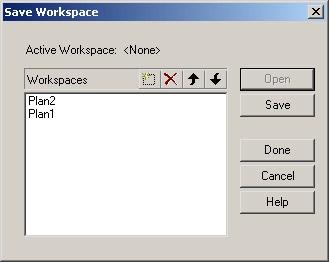 Plan Tab Continued Saving and Opening Workspaces Referring to the Plan Page, these parameters may be selected to enter into the fields.