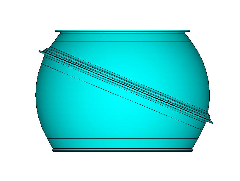 The DTL hatch reinforcement is shown in Fig. 2. It has a tapered section that ends at the edge of the head spherical shell. The transfer skirt has four general locations (also shown in Fig.