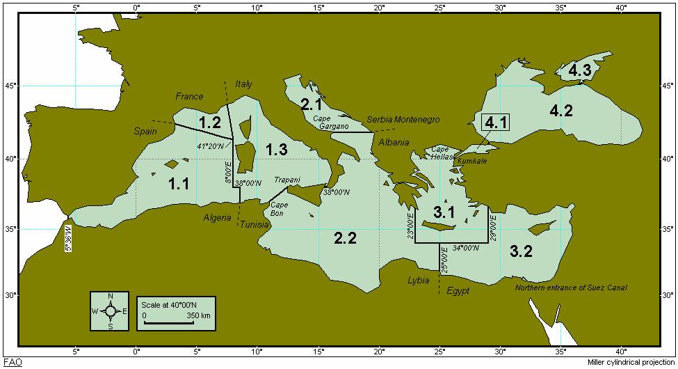 Figure 2: Map of the Mediterranean showing the GFCM