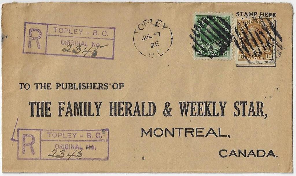 32 cds on cover paying 12 registered letter rate to Montreal (b/s) via
