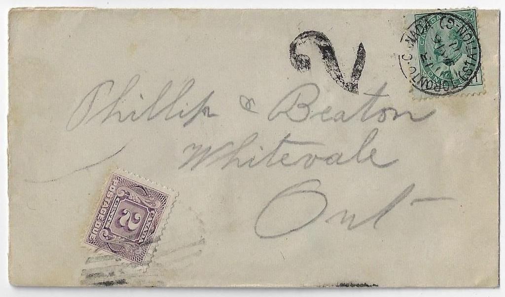 00 SOLD Item 296-38 Toronto Station G - 1911, 1 Edward tied by the scarce Toronto Station G cds cancel on cover