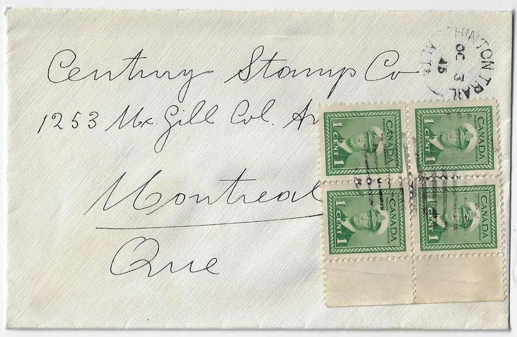 1 cds on cover paying 24 local registered letter rate. A very scarce Montreal postmark. $20.