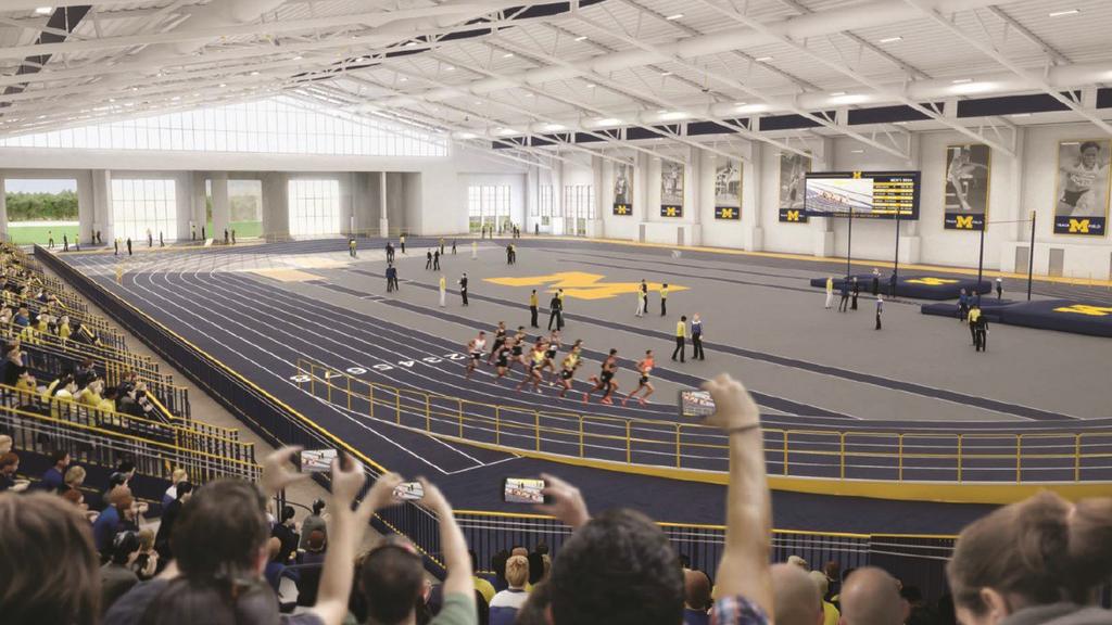 When the new building opens in December 2017, it will contain the same surface with a 2,000-seat capacity indoors, featuring 200-meter banked and 300-meter flat tracks.