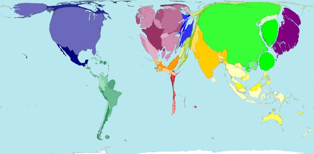 World map weighted by