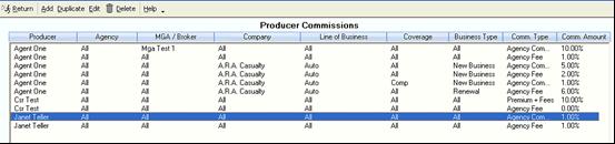 Setup Default Producer Commission Structure In order to now set up the commission structure for the producer, make