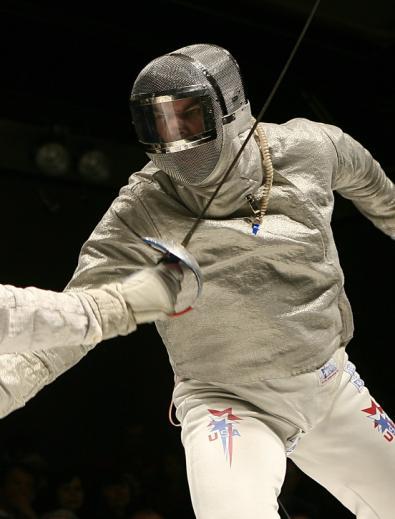 Epee does not use the right-of-way in keeping with its dueling origin. He who first gains touch earns the point, or if both fencers hit within 1/25 th of a second both earn a point.