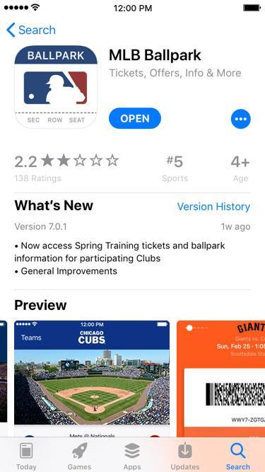 Your App for Mobile Ticketing The free MLB Ballpark app is your secure and convenient way to instantly access Cubs tickets at Wrigley