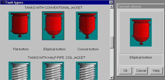 coil, and embossed/dimpled jackets) appears. To choose the required tank type, click on the appropriate tank diagram.