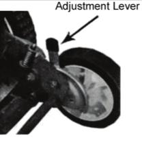 CUTTING HEIGHT ADJUSTMENTS (see figure 4) The cutting height of the manual reel mower can be adjusted from 1-3/4 to 3 by moving the height adjustment levers to the required position (See figure 4).