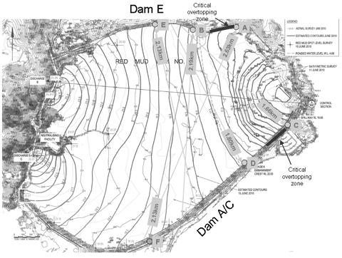 The discharge resulting from overtopping of the embankment by waves was estimated using the methods given in USACE (22).