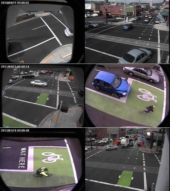 of the conflicts. Figure 4 shows the camera views of the intersection for all three observed periods.