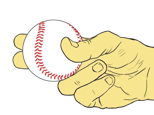 Next, place your thumb directly beneath the baseball, resting on the smooth leather. Ideally, you should rest your thumb in the center of the horseshoe seam on the bottom part of the baseball.