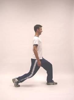 Maintaining this posture, take a step forward as if on a tight rope.