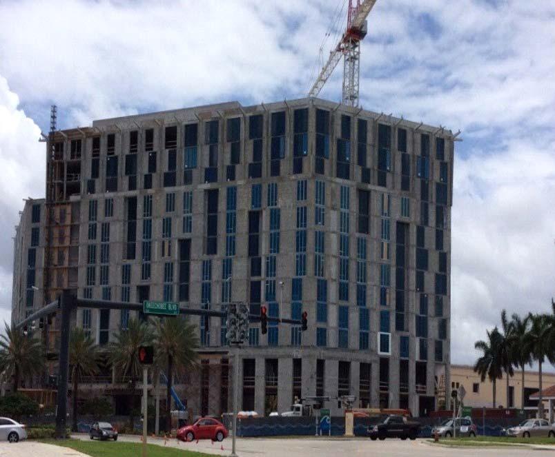 Hilton Hotel was observed. The hotel is expected to open in 2016 with 400 rooms. Construction crews were observed crossing at the intersection during afternoon observations.