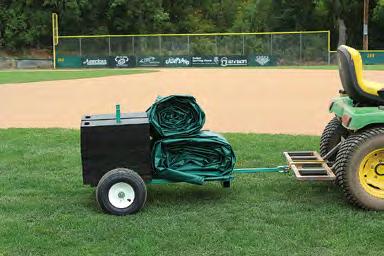 The Tarp Cart saves us time every morig whe we remove the tarps from the moud & plate. We store them o the cart right ext to the dugout, which is super coveiet.