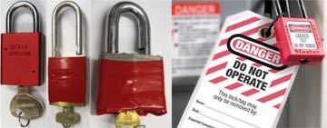 A supervisor may elect to use a checkout system that allows LOTO-Authorized Employees to borrow locks from a common local supply. Figure 7: Examples of RED Padlocks 5.3.2 
