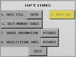 Select Data Log from the second Options screen.