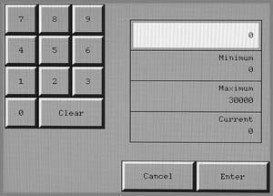 pressure adjustment keypad screen.