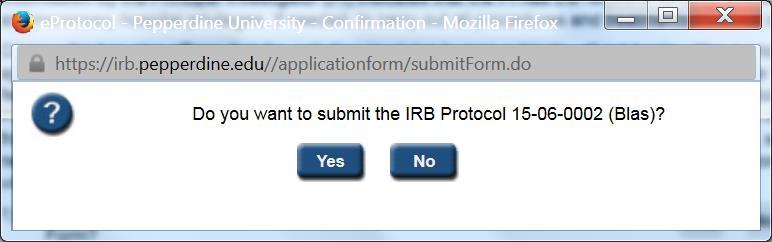 After selecting the Submit Form, you will be directed to this screen. Click Yes.