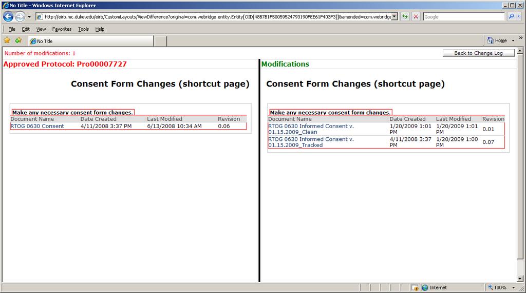 To Modified Study Workspace Be Sure to Click on the Paper/Pencil link in Change Log (not the ).