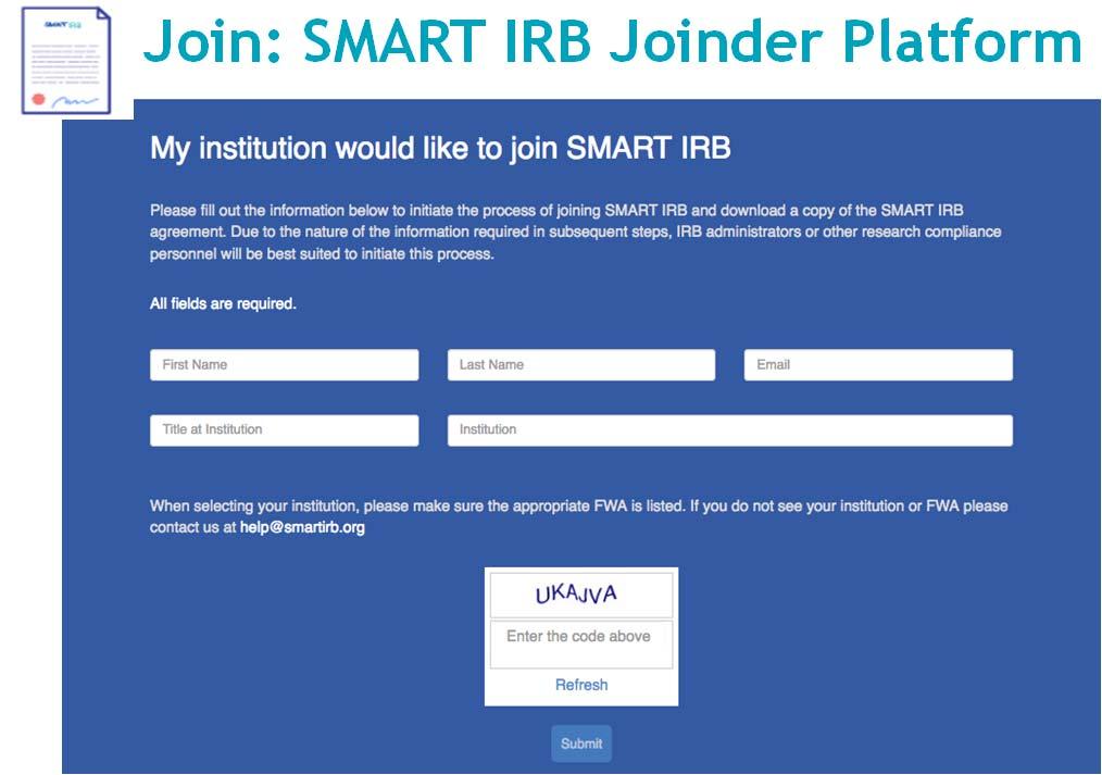 Join: SMART IRB Joinder Platform 34 SMART IRB