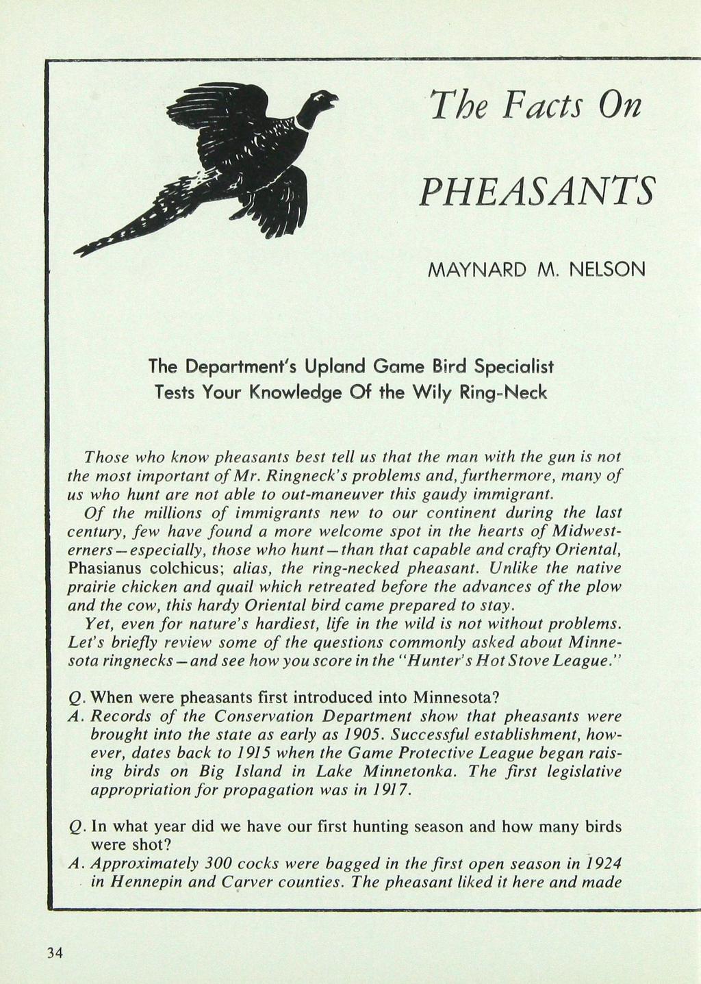 0 The Facts On PHEASANTS MAYNARD M.