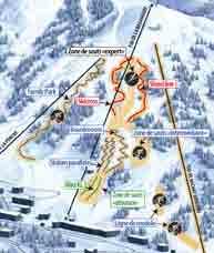 ground movements like whoops Kids Park - intermediate (blue) Mini boardercross: obstacles course with moguls and banked turns «ntermediate» jump area: moguls, boxes and rails Parallel