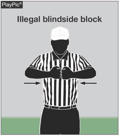 Editorial Change NEW OFFICIAL FOOTBALL SIGNAL - #26 (ILLEGAL BLINDSIDE BLOCK) Signal 26 is a new signal and has been added to