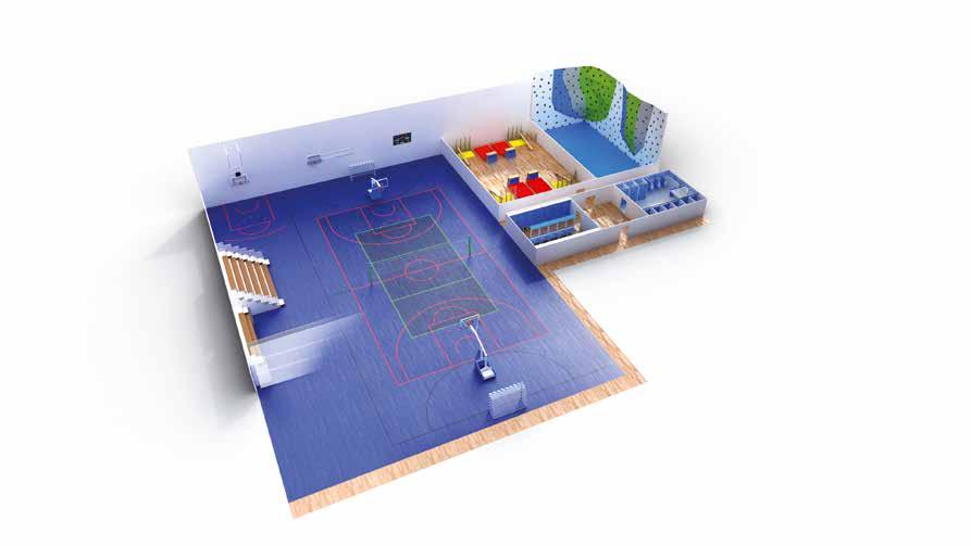 Schelde Sports Multi Sports solutions Basketball Wall mounted goals 1 1 Ceiling mounted goals 1 1 9 6 5 5 6 Climbing walls Just for kids