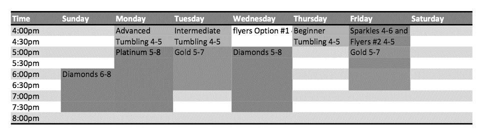 2016 Draft class Timetable and Competition Calendar Please fill in and return the following form prior to 24/3/16 Please note that all athletes enrolled in a Glitz Cheerleading squad must also fill