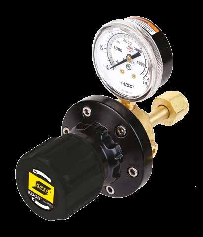 Forged brass body with high strength zinc-aluminium bonnet Gauge grey scale indicates supply and delivery pressure capacity of the regulator Efficient internal