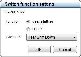 4. Click [Set] to complete adjustment. * When D-FLY setting is possible (*), you can select which gear shifting function or D-FLY function is assigned to the switch. 1.