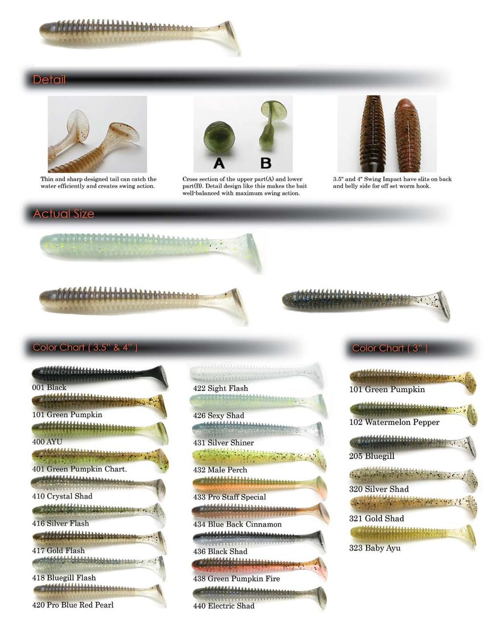 Swing Impact The Swing Impact is a proven tournament winner. These versatile swim baits come in three sizes to match any fishing conditions.