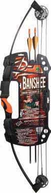 Archery Set The Lil' Banshee Compound Set is a 18 pound compound bow featuring an all new soft touch grip, an ambidextrous reinforced handle and is offered in an eye catching color for the beginner.