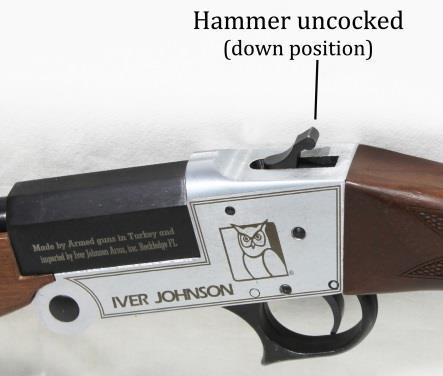 Hammer: Warning: Regardless of the position of the hammer, always treat this shotgun as if it is loaded and ready to fire by pointing the shotgun in a safe direction at all times, and keeping your