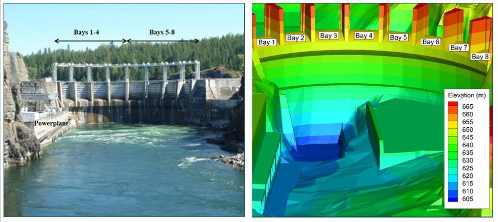 numerical modeling used for design development, and the field performance of the spillway modifications, which are the first full-scale application of this TDG abatement measure. 2.