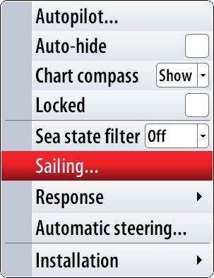 Setting sailing parameters Sailing parameter settings are only available if the boat type is set to Sail. Tack time When performing a tack in D mode, the rate of turn (tack time) can be adjusted.