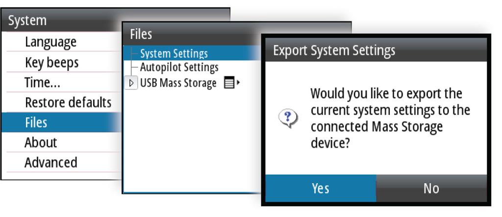 The unit will automatically select import or export option depending on the file type selected. USB Software update The AP48 includes a USB port of the back of the units.