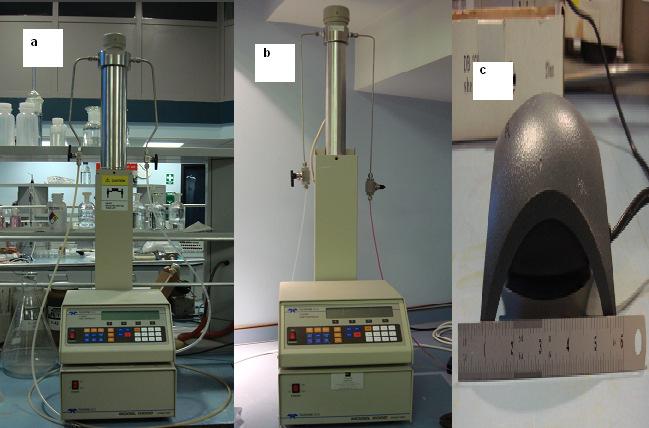 Figure 4.5: Pump system: (a) Teledyne ISCO 1000D syringe pump, (b) Teledyne ISCO 500D syringe pump and (c) air pump were used in this work. 4.2.