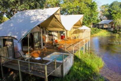 Accommodations CAMELTHORN LODGE, Nestled deep in a woodland of camelthorn and ebony trees bordering Hwange National Park, Camelthorn is a striking bush retreat unlike any other in Hwange.